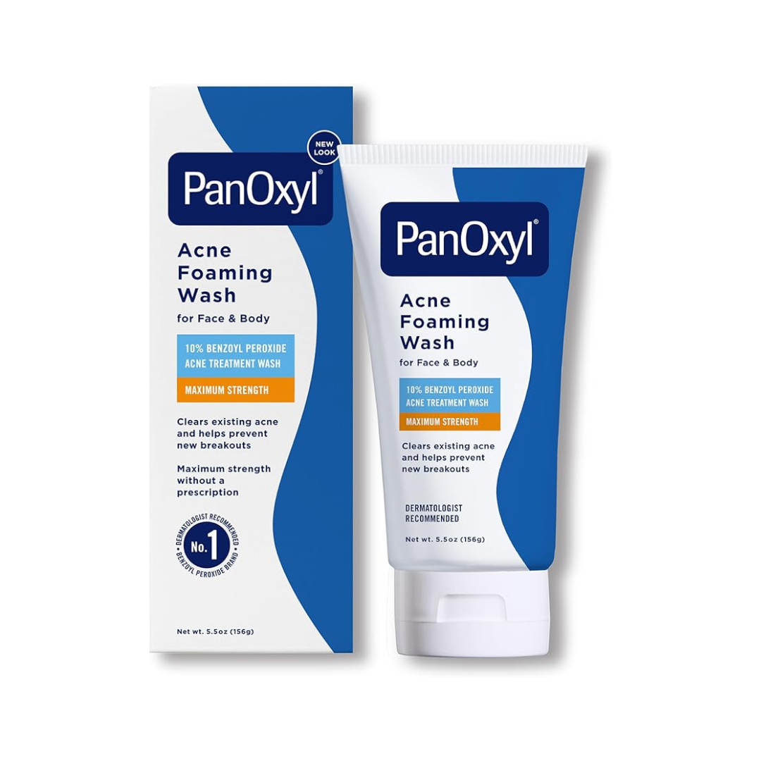 PanOxyl Acne Foaming Wash Benzoyl Peroxide 10% Maximum Strength Antimicrobial, 5.5 Oz