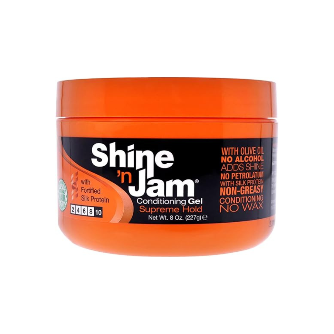 Shine-n-Jam Supreme Hold - Conditions Hair with Olive Oil and Silk Protein 8oz