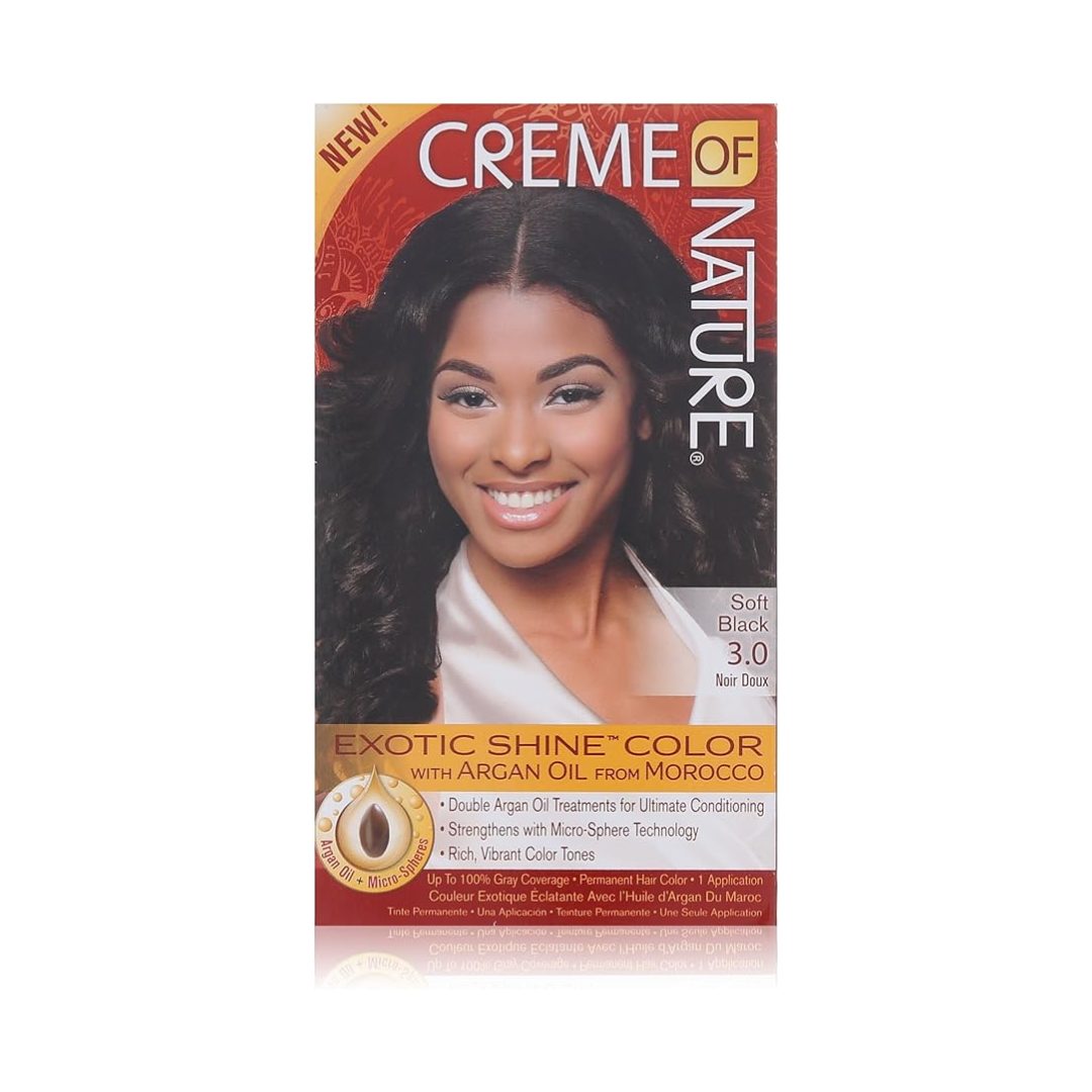 Creme of Nature Exotic Shine Color, Soft Black, 3.0