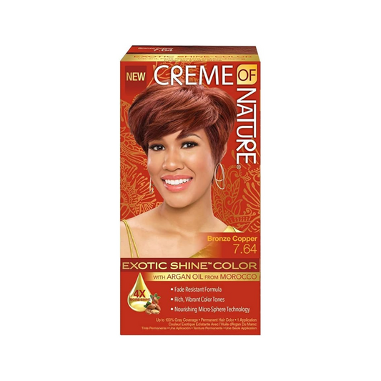 Creme of Nature Exotic Shine Hair Color With Argan Oil from Morocco, 7.64 Bronze Copper, 1 Application