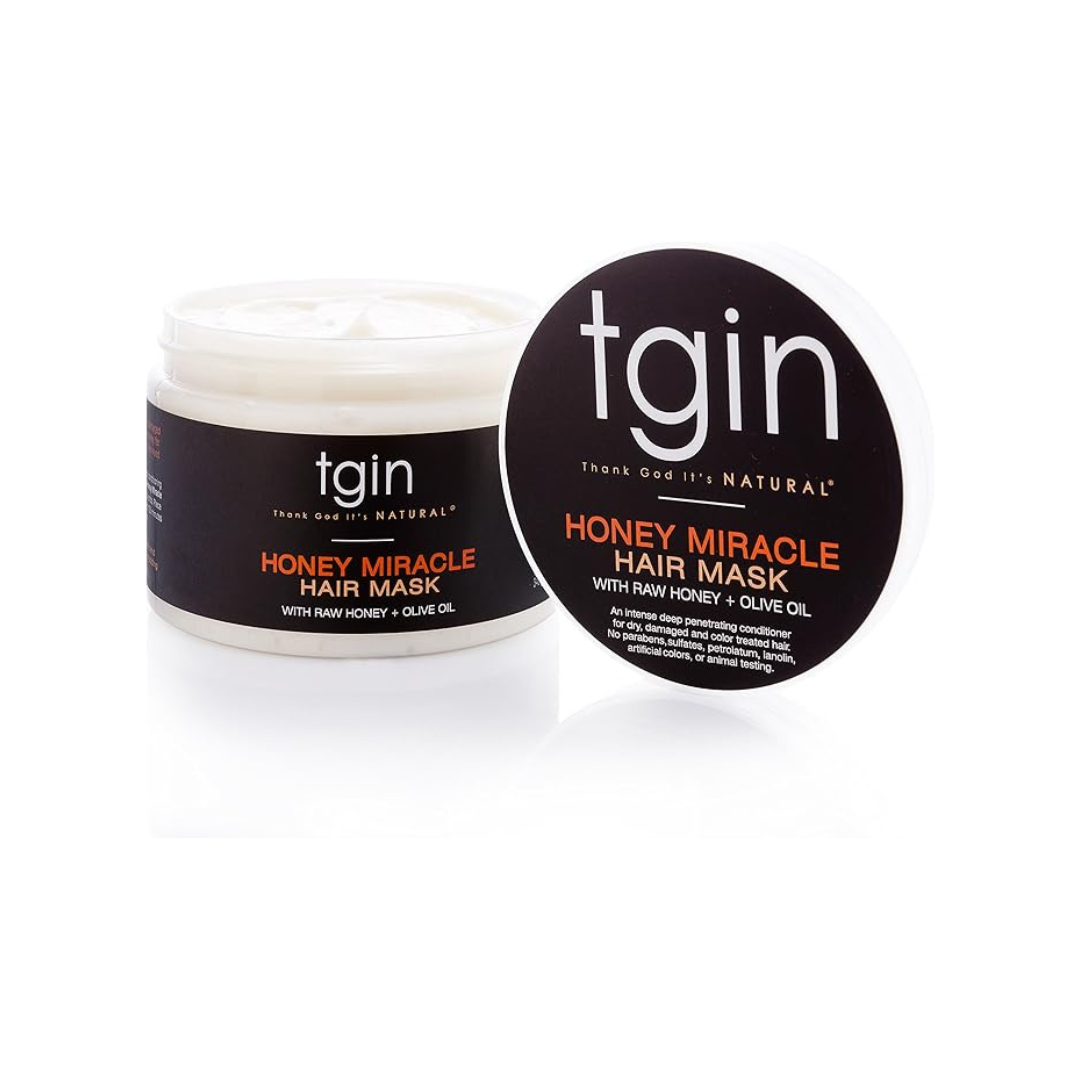 Thank God It's Natural tgin Honey Miracle Hair Mask Deep Conditioner with Raw & Olive Oil For - Dry Curly Hair, 12 oz