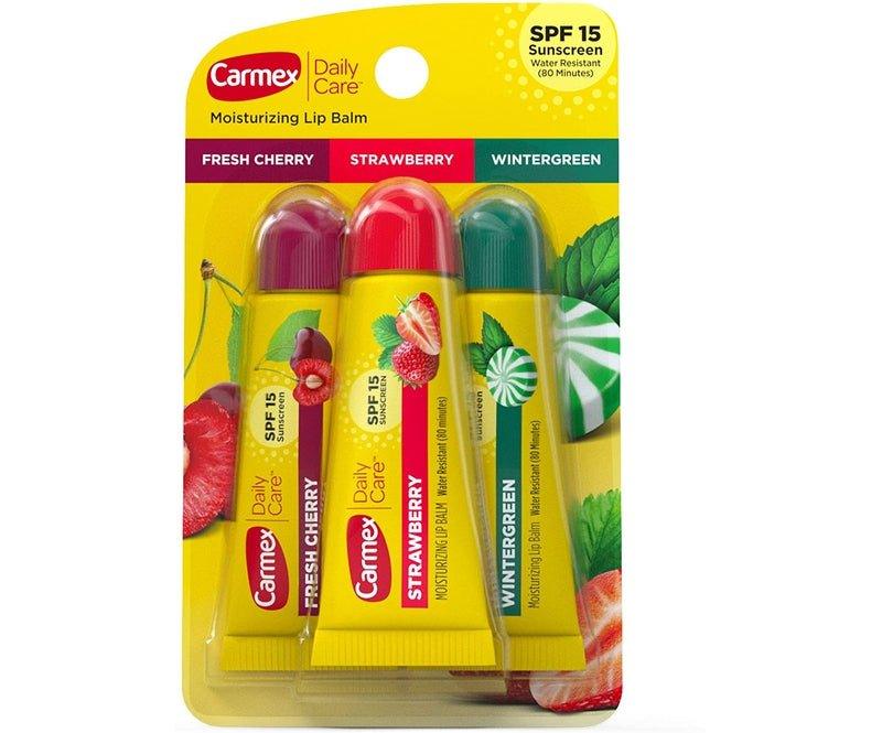 Carmex-Moisturizing-Lip-Balm-Variety-Pack-Fresh-Cherry-Strawberry-Wintergreen-35-Oz-Tube - African Beauty Online