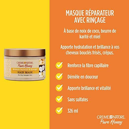 Creme Of Nature Pure Honey Moisture Replenish & Strength Hair Mask, 11.5oz - African Beauty Online