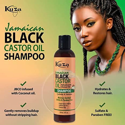 KUZA JAM BLK CASTOR COCONUT OIL SHAMPOO 8OZ - African Beauty Online