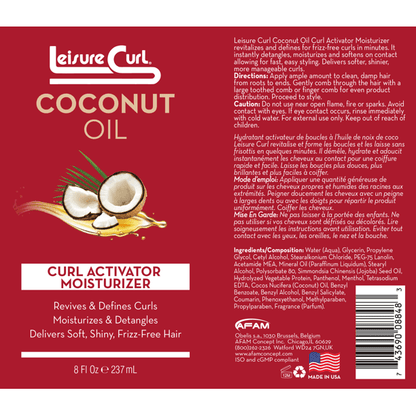 LEISURE CURL COCONUT OIL CURL ACTIVATOR MOISTURIZER 8OZ - African Beauty Online