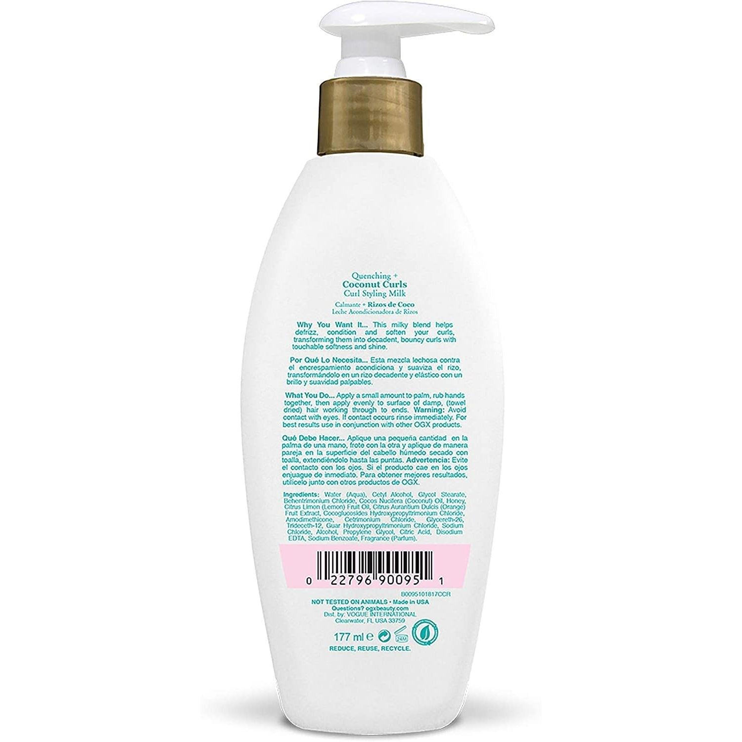 OGX Hair Milk, Quenching+ Coconut Curls, Frizz-defying Curl Styling Milk, 177 ml - African Beauty Online