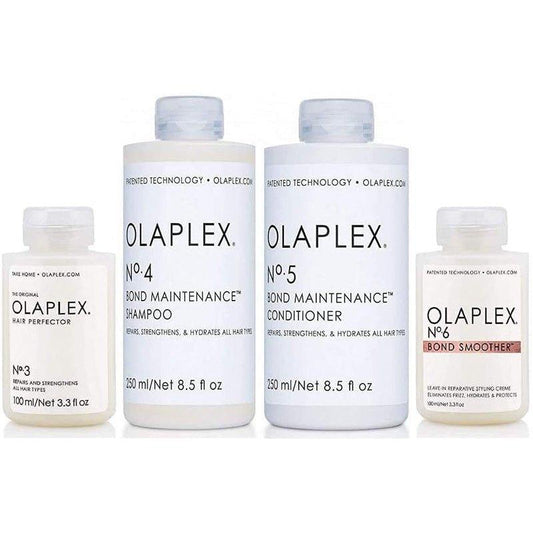 Olaplex-Bond-Maintenance-Shampoo-No-4-Conditioner-No-5-Hair-Perfector-No-3-Bond-Smoother-No-6-Hair-Treatment-Set - African Beauty Online