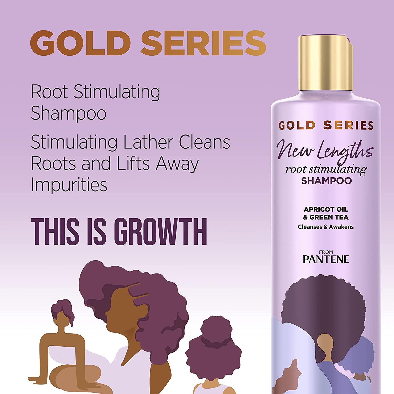 Pantene Gold Series New Lengths Root Stimulating Shampoo with Apricot Oil & Green Tea, 8.5 Fl Oz - African Beauty Online