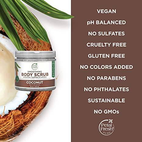 Petal Fresh Pure Coconut Smooting Body Scrub, 16oz - African Beauty Online