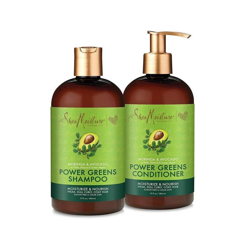 Sheamoisture-Power-Greens-Curly-Hair-Shampoo-And-Conditioner-Dry-Hair-Moringa-Avocado-To-Moisturize-13Oz - African Beauty Online