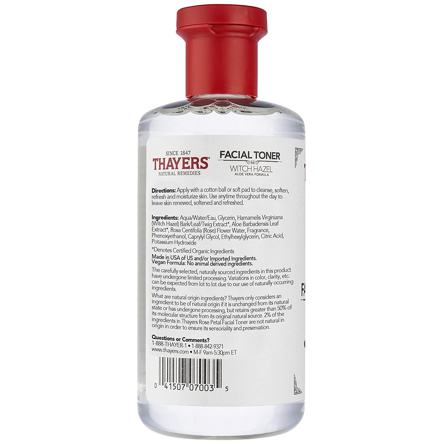 THAYERS Alcohol-Free Rose Petal Witch Hazel Facial Toner with Aloe Vera Formula, 12 Ounce Rose Petal 12 Fl Oz - African Beauty Online