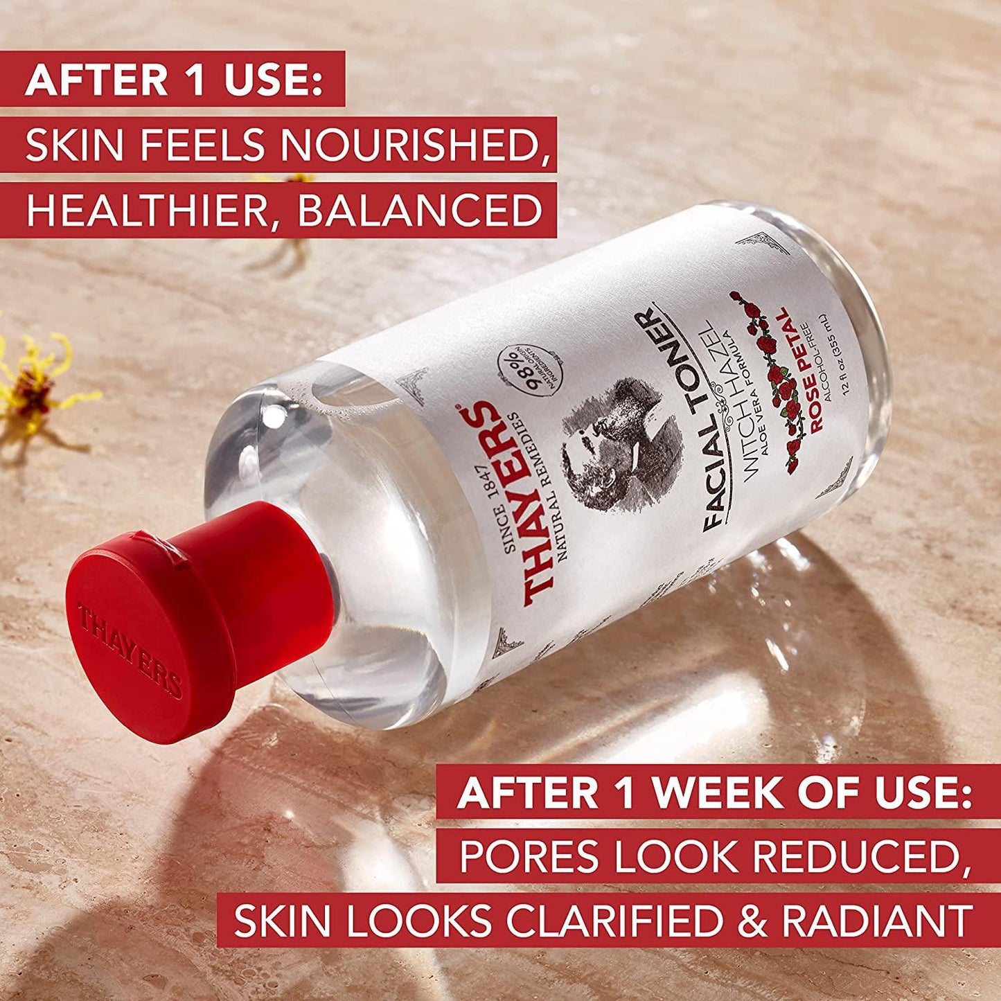 THAYERS Alcohol-Free Rose Petal Witch Hazel Facial Toner with Aloe Vera Formula, 12 Ounce Rose Petal 12 Fl Oz - African Beauty Online