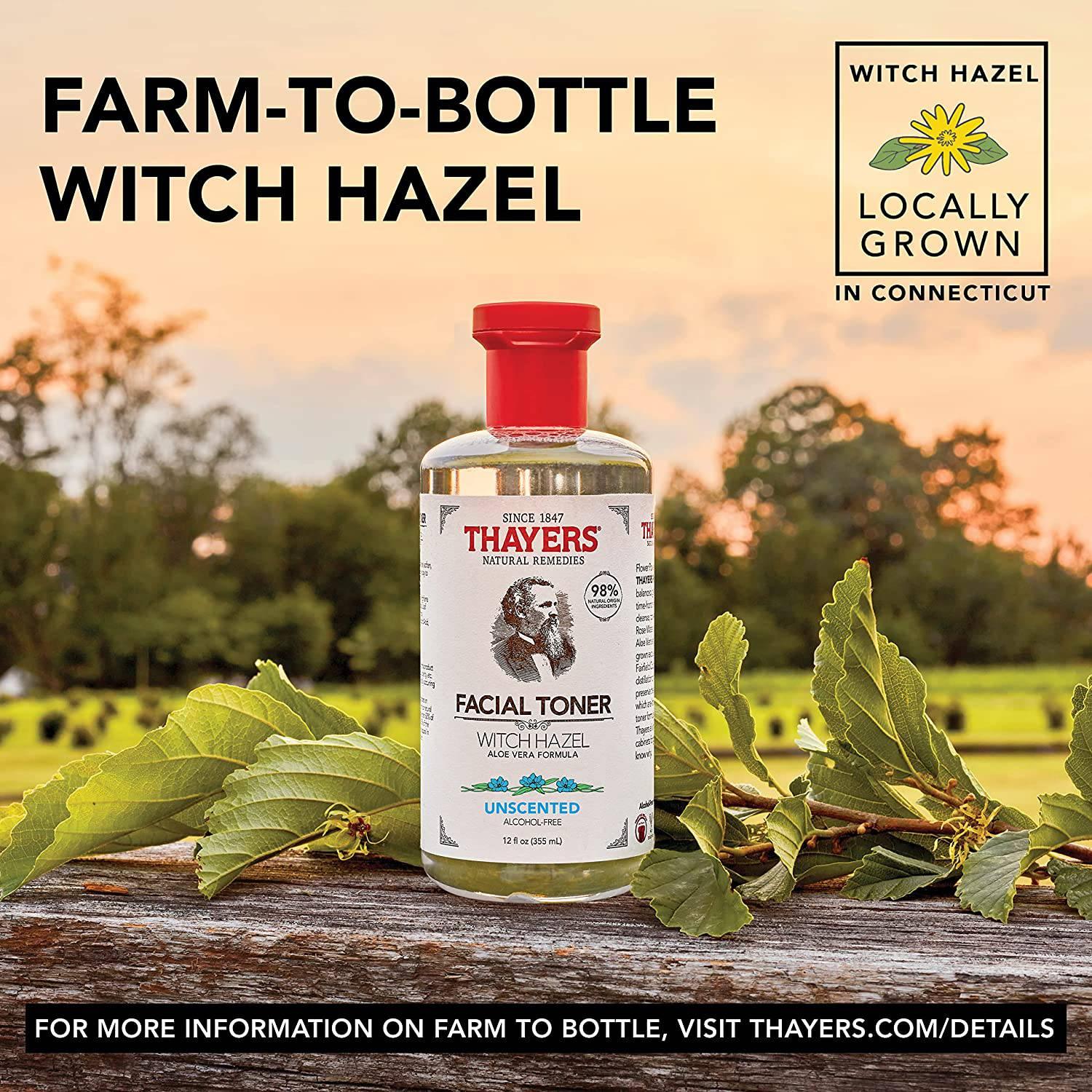 THAYERS Alcohol-Free Unscented Witch Hazel Facial Toner with Aloe Vera Formula, 12 oz Unscented 12 Fl Oz - African Beauty Online