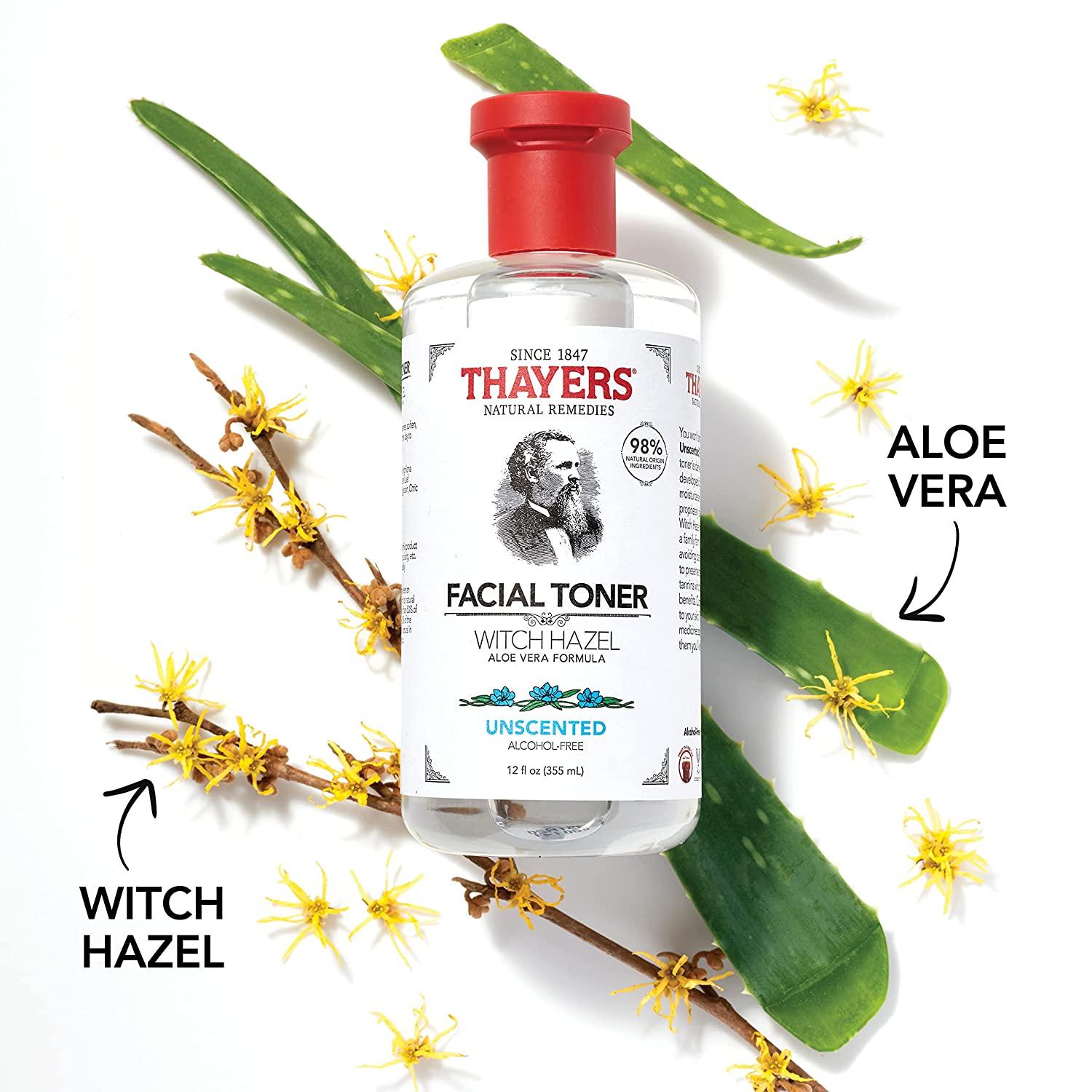 THAYERS Alcohol-Free Unscented Witch Hazel Facial Toner with Aloe Vera Formula, 12 oz Unscented 12 Fl Oz - African Beauty Online