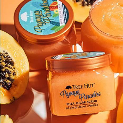 TREE HUT [PAPAYA PARADISE] SHEA SUGAR SCRUB 18OZ - African Beauty Online